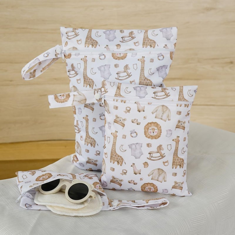 Happy Flute 3 Set Wet Bag Storage Bag Zipper Waterproof Washable Travel Bags, Beach, Pool, Gym Bag for Cloth Diaper, Swimsuits & Wet Clothes(EF545) - Image 4